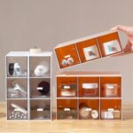 Cajón de escritorio, caja de almacenamiento, cosméticos, oficina, papelería para estudiantes, bolígrafo, dormitorio, estante de escritorio de tres rejillas, Ivory White - Imagen 5