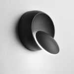 Lámpara de pared LED, luz de noche ajustable con rotación de 360 grados, lámpara de pared creativa blanca y negra, lámpara redonda moderna para pasillo, Color Temperature:White/Black