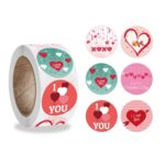 5 etiquetas adhesivas redondas para decoración de regalo de San Valentín con forma de corazón, Valentines Day Heart Sticker