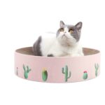 Cama redonda acanalada del juguete del sacapuntas de la garra del rascador del gato, Pink 36x36x8cm