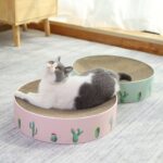 Cama redonda acanalada del juguete del sacapuntas de la garra del rascador del gato, Pink 36x36x8cm - Imagen 5