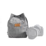 S.C.COTTON Liner Bolsa para lentes SLR portátil con protección digital a prueba de golpes Bolsa para cámara micro individual, Square Gray L