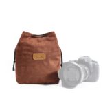 S.C.COTTON Liner Bolsa para lentes SLR portátil con protección digital a prueba de golpes Bolsa para cámara micro individual, Square Brown L