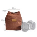 S.C.COTTON Liner Bolsa para lentes SLR portátil con protección digital a prueba de golpes Bolsa para cámara micro individual, Square Brown L - Imagen 2