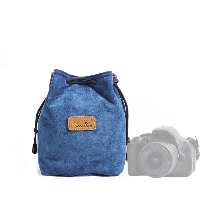 TBD0557327107.jpg S.C.COTTON Liner Bolsa para lentes SLR portátil con protección digital a prueba de golpes Bolsa para cámara micro individual, Square Blue M - Imagen 1