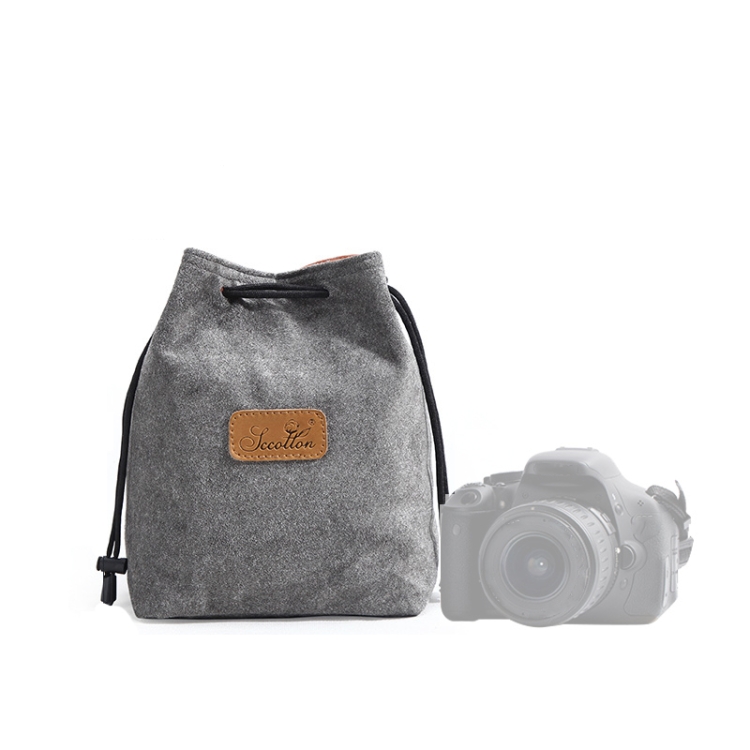 TBD0557327108.jpg S.C.COTTON Liner Bolsa para lentes SLR portátil con protección digital a prueba de golpes Bolsa para cámara micro individual, Square Gray M - Imagen 1