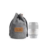 S.C.COTTON Liner Bolsa para lentes SLR portátil con protección digital a prueba de golpes Bolsa para cámara micro individual, Round Gray S