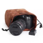 S.C.COTTON Liner Bolsa para lentes SLR portátil con protección digital a prueba de golpes Bolsa para cámara micro individual, Round Black S - Imagen 3