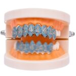Tirantes Hip Hop Halloween Vampire 8 Zircon, Platinum Upper Teeth