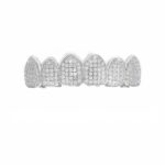 Accesorios de Halloween Tirantes de hip-hop de circonio con microincrustaciones, Silver Upper Teeth - Imagen 2