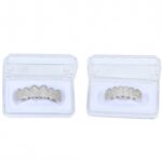 Accesorios de Halloween Tirantes de hip-hop de circonio con microincrustaciones, Silver Upper Teeth - Imagen 3