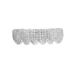 Accesorios de Halloween Tirantes de hip-hop de circonio con microincrustaciones, Silver Lower Teeth - Imagen 2