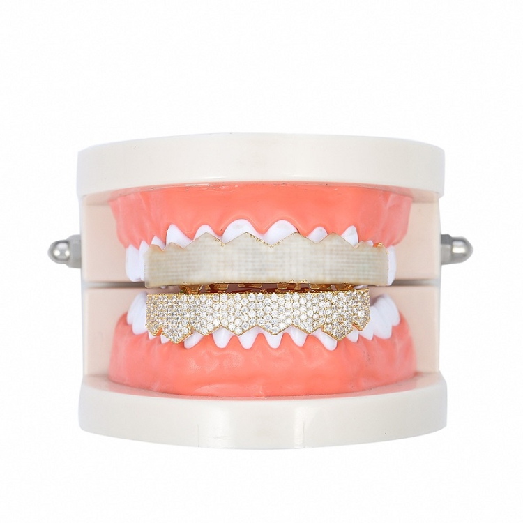TBD0558079704.jpg Hip-HopChapado en Oro con Microincrustaciones de Circón 8 Tirantes de Oro, Gold Lower Teeth - Imagen 1