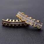8 dientes cuadrados de circonio dientes de oro tirantes de hip hop, Gold Suit - Imagen 4