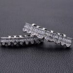 8 dientes cuadrados de circonio dientes de oro tirantes de hip hop, Silver Upper Teeth - Imagen 4