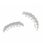 8 dientes cuadrados de circonio dientes de oro tirantes de hip hop, Silver Lower Teeth - Imagen 3