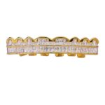 8 dientes cuadrados de circonio dientes de oro tirantes de hip hop, Gold Upper Teeth - Imagen 2