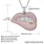 Collar de circón con microconjunto de colgante de hip hop para morderse los labios sexy, 3mm x 60cm - Imagen 3