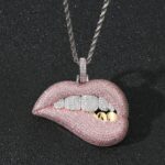 Collar de circón con microconjunto de colgante de hip hop para morderse los labios sexy, 3mm x 60cm - Imagen 4