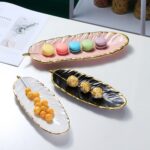 Plato de postre de cerámica Phnom Penh, plato de plumas, hoja de plátano, bandeja de almacenamiento de frutos secos, tamaño:, Large (Bright Emerald) - Imagen 3