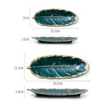 Plato de postre de cerámica Phnom Penh, plato de plumas, hoja de plátano, bandeja de almacenamiento de frutos secos, tamaño:, Large (Bright Emerald) - Imagen 5