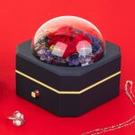 Caja de regalo octagonal con un solo cajón, joyero de flor eterna