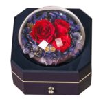 Caja de regalo octagonal con un solo cajón, joyero de flor eterna - Imagen 2