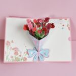 Tarjeta de bendición 3D de 2 piezas Tarjeta de felicitación tridimensional de clavel de papel hecho a mano