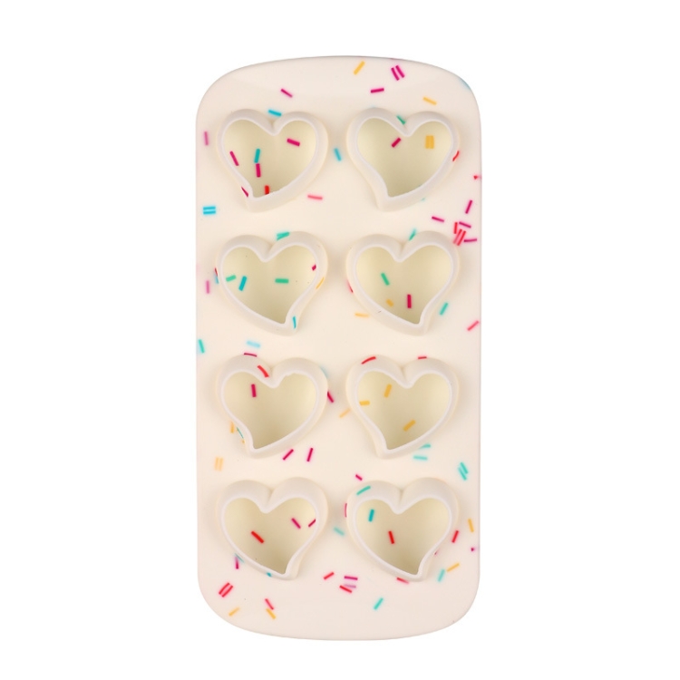 TBD0559512218.jpg Molde de bandeja de hielo de silicona creativo de 2 piezas 8 molde continuo Caja de bandeja de hielo de bricolaje hecha en casa, Estilo:, Heart-shaped(Candy Effect) - Imagen 1