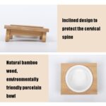 Suministros para mascotas de cuenco de cerámica para gatos de bambú y madera, Single Bowl, Double Bowl - Imagen 3