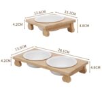 Suministros para mascotas de cuenco de cerámica para gatos de bambú y madera, Single Bowl, Double Bowl - Imagen 4