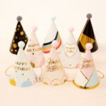 10 Uds. Sombrero de fiesta de cumpleaños para niños y adultos, sombrero de papel de cumpleaños con bola de piel, Geometric Pink, Polygon Love Heart, Half Round Five-pointed Star Pink, Half Round Five-pointed Star Blue, Rainbow Style, European Lace Pink... - Imagen 2