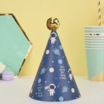 20 PCS lindos niños bronceadores sombreros de cumpleaños pastel hornear decoración sombreros de fiesta, Golden Ball Cap Spaceman