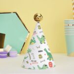 20 PCS lindos niños bronceadores sombreros de cumpleaños pastel hornear decoración sombreros de fiesta, Golden Ball Cap Dinosaur