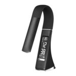 Lámpara de escritorio con textura de cuero LED regulable U2, 5W, 3 niveles, con pantalla de temperatura/reloj/calendario, Black