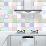 2 uds., pegatinas de pared para azulejos antihumo de cocina, papel tapiz para estufa, Blossoming Flowers - Imagen 6