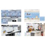 2 uds., pegatinas de pared para azulejos antihumo de cocina, papel tapiz para estufa, Blue Ans White Porcelain - Imagen 7