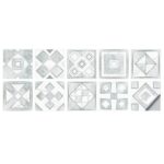 2 juegos de pegatinas de azulejo de pared de escalera con patrón geométrico, pegatinas a prueba de agua y aceite para estufa de cocina, S: 10x10cm