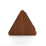 Reloj electrónico luminoso silencioso Control de sonido de madera pequeño triángulo despertador, Brown Wood Red Light - Imagen 2