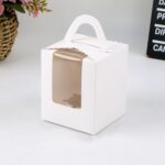 Caja portátil de cartón para pastel y Mousse, ventana transparente, 30 Uds., 1 pieza, White