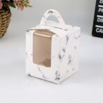 Caja portátil de cartón para pastel y Mousse, ventana transparente, 30 Uds., 1 pieza, Marble