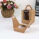 Caja portátil de cartón para pastel y Mousse, ventana transparente, 30 Uds., 1 pieza, Marble - Imagen 3