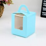 Caja portátil de cartón para pastel y Mousse, ventana transparente, 30 Uds., 1 pieza, Blue