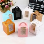 Caja portátil de cartón para pastel y Mousse, ventana transparente, 30 Uds., 1 pieza, Black - Imagen 2