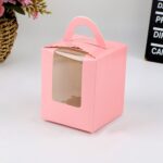 Caja portátil de cartón para pastel y Mousse, ventana transparente, 30 Uds., 1 pieza, Pink