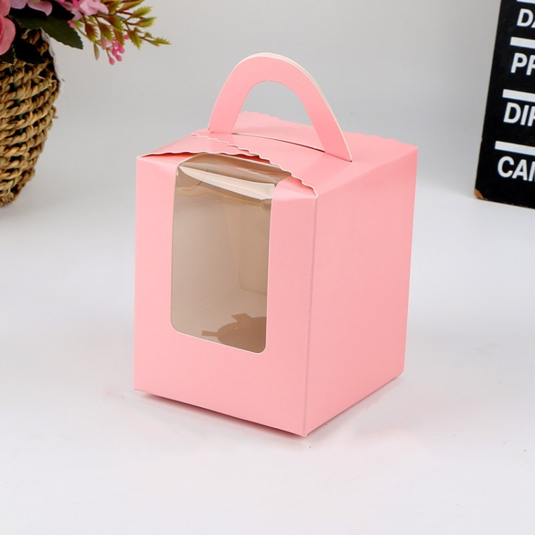 TBD0560900207.jpg Caja portátil de cartón para pastel y Mousse, ventana transparente, 30 Uds., 1 pieza, Pink - Imagen 1