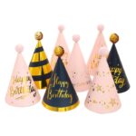 20 piezas de sombrero de cumpleaños con bolas de piel con lentejuelas, suministros para fiesta de cumpleaños, sombrero de papel para vestir, Blue No. 5 - Imagen 3