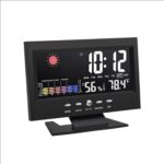 Reloj de pronóstico del tiempo 8082T Pantalla LED a color Calendario perpetuo Temperatura y humedad Control de voz inteligente Alarma electrónica Cloc,Especificación:, Black