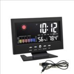 Reloj de pronóstico del tiempo 8082T Pantalla LED a color Calendario perpetuo Temperatura y humedad Control de voz inteligente Alarma electrónica Cloc,Especificación:, Black + USB