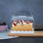 Caja transparente portátil para rollo de pastel largo, caja de embalaje para repostería y repostería, 50 piezas, Half Roll (16x9x9cm)